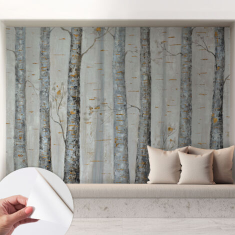 Carta da parati adesiva - fotomurale - facile da applicare - per la soggiorno - camera da letto - Alberi di betulla 208x146 cm (1/5)
