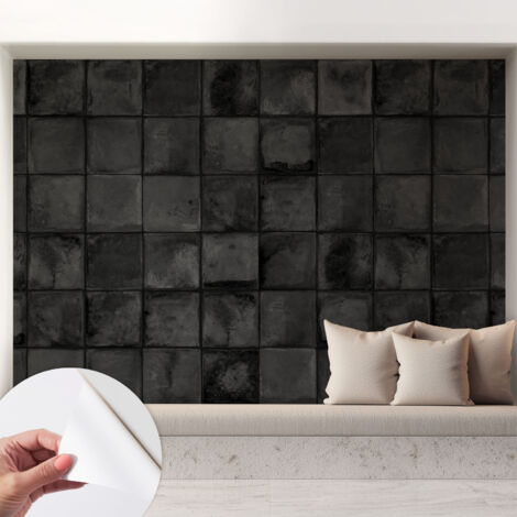 Fotomurale adesivo stickers - murali decorativo - soggiorno moderno - effetto realistico - Piastrelle grigie 208x146 cm