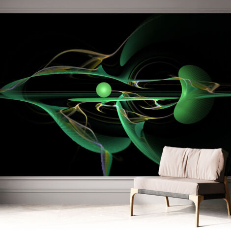Carta da parati autoadesiva - Fotomurale adesivo - design elegante - stile moderno - Onde verdi 312x219 cm (1/5)