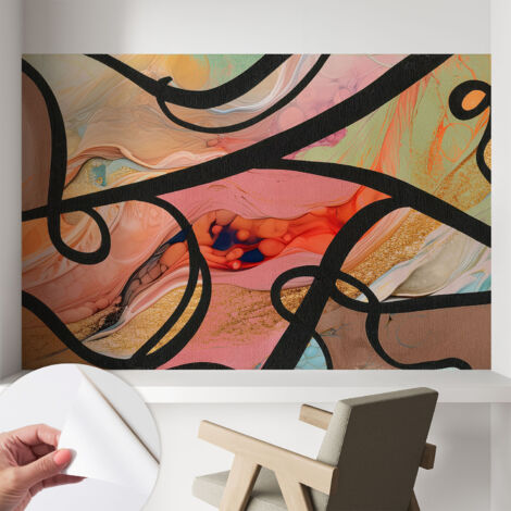 Fotomurale adesivo stickers - murali decorativo - soggiorno moderno - effetto realistico - Movimento colorato 104x70 cm (1/5)