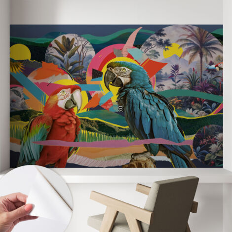 Fotomurale adesivo stickers - murali decorativo - soggiorno moderno - effetto realistico - Uccelli esotici 104x70 cm (1/5)