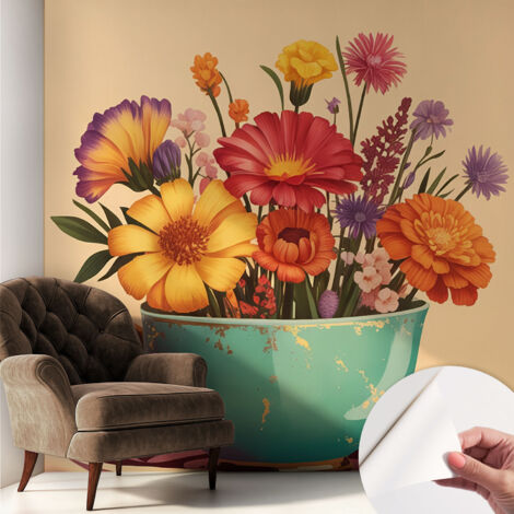 Fotomurale adesivo stickers - murali decorativo - soggiorno moderno - effetto realistico - Bouquet colorato 250x250 cm (1/5)