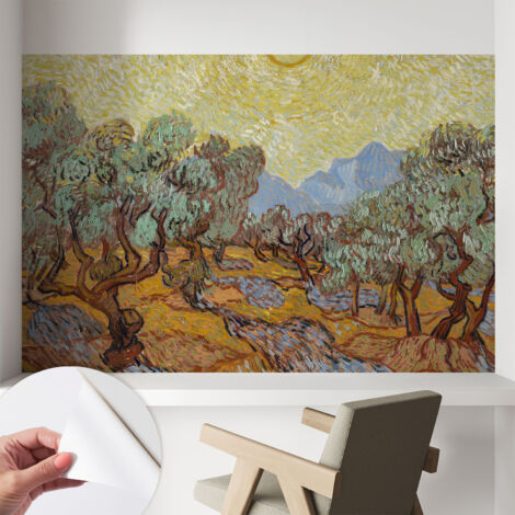 Fotomurale adesivo - murale da parete - Carta da parati autoadesiva - design parete moderno - Alberi di ulivo 104x70 cm (1/5)