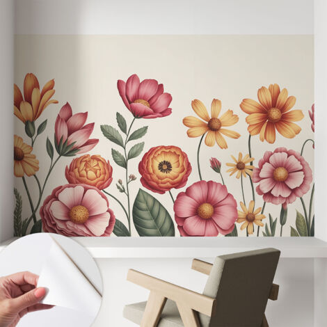 Carta da parati adesiva - fotomurale - facile da applicare - per la soggiorno - camera da letto - Composizione floreale 104x70 cm (1/5)
