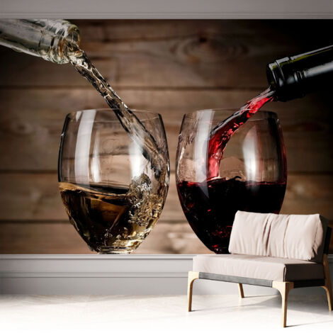 Fotomurale adesivo stickers - murali decorativo - soggiorno moderno - effetto realistico - Bicchieri di vino 312x219 cm (1/5)