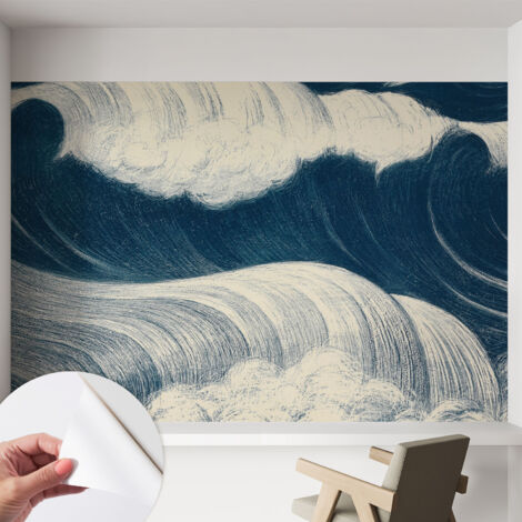Carta da parati autoadesiva - Fotomurale adesivo - soggiorno moderno - resistente - Onde del mare 152x104 cm (1/5)