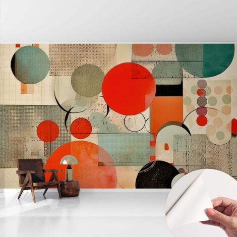 Carta da parati autoadesiva - fotomurale - decorazione parete - stile elegante - decorazione casa - Astrazione colorata 416x254 cm (1/5)