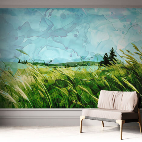 Carta da parati adesiva - lavabile - decorazione murale - per cucina - pellicola decorativa Paesaggi verdi 312x219 cm (1/5)