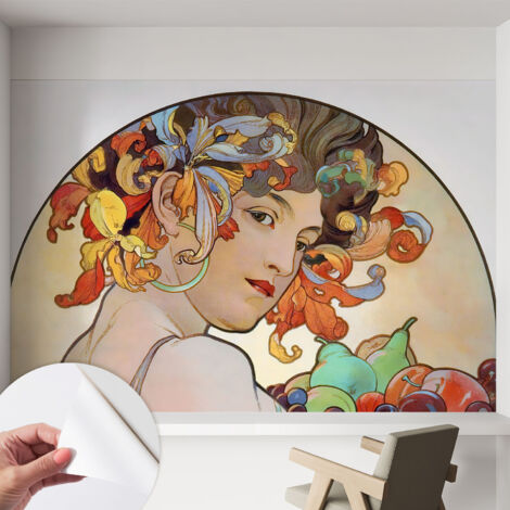 Carta da parati autoadesiva - impermeabile - murale da parete - decorazione murale - Art Nouveau colorata 152x104 cm (1/5)