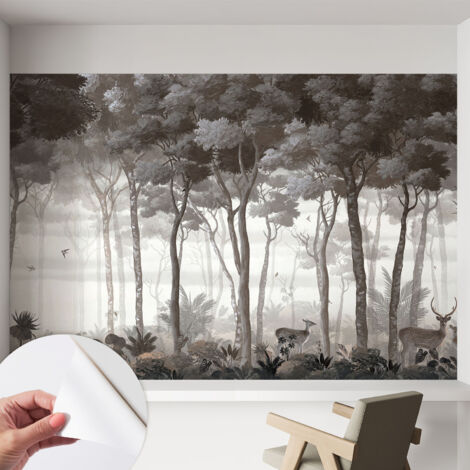 Carta da parati autoadesiva moderna - fotomurale - lavabile - ufficio - design moderno - Magia della foresta 152x104 cm (1/5)