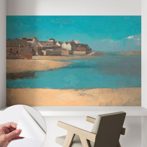 Fotomurale adesivo - murale da parete - Carta da parati autoadesiva - design parete moderno - Tranquillo villaggio 104x70 cm (1/5)