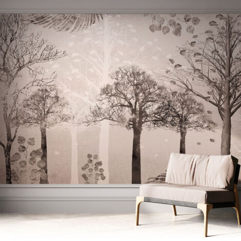 Carta da parati autoadesiva moderna - fotomurale - lavabile - ufficio - design moderno - Alberi delicati 312x219 cm (1/5)