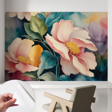 Carta da parati adesiva - lavabile - decorazione murale - per cucina - pellicola decorativa Eleganza floreale 104x70 cm