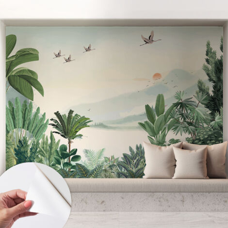 Fotomurale adesivo stickers - murali decorativo - soggiorno moderno - effetto realistico - Oasi tropicale 208x146 cm (1/5)