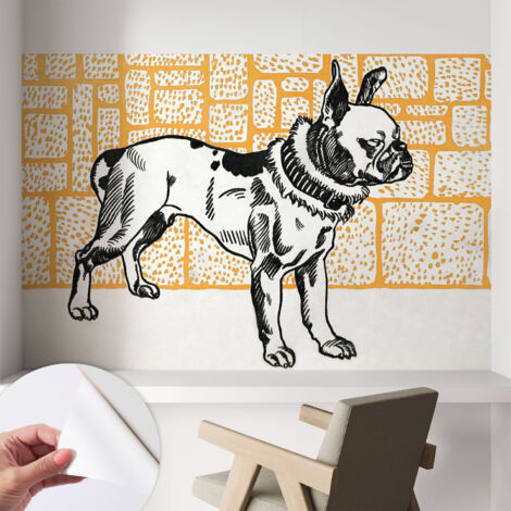 Fotomurale adesivo - Carta da parati adesiva - per la cucina camera da letto per la soggiorno - Cane retrò 104x70 cm (1/5)