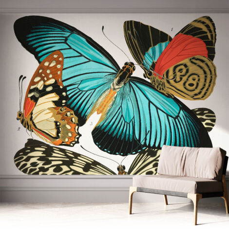 Fotomurale adesivo stickers - per camera da letto - per corridoio - decorazione casa moderna Farfalle colorate 312x219 cm (1/5)