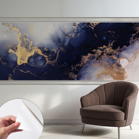 Carta da parati autoadesiva - fotomurale - decorazione parete - stile elegante - decorazione casa - Onde blu scuro 250x104 cm (1/5)