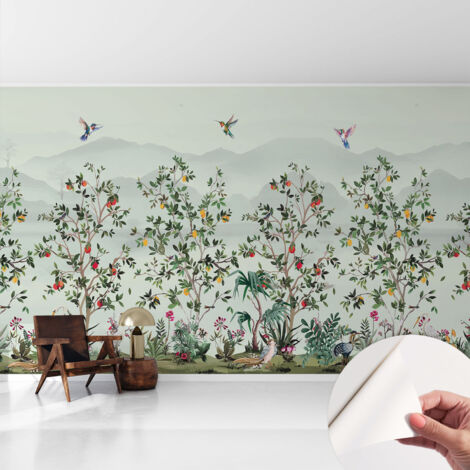 Carta da parati autoadesiva - fotomurale - decorazione parete - murale - adesivo da muro - Alberi esotici 416x254 cm (1/5)