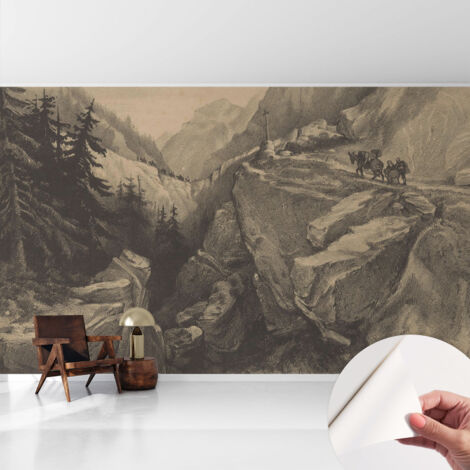 Carta da parati autoadesiva moderna - fotomurale - lavabile - ufficio - design moderno - Montagne pittoresche 416x254 cm (1/5)