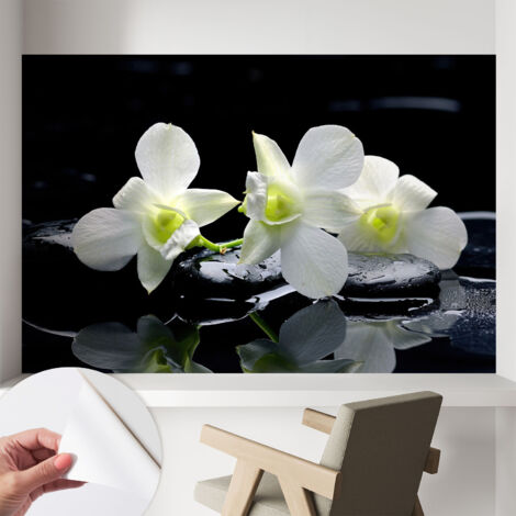 Fotomurale adesivo - Carta da parati adesiva - per la cucina camera da letto per la soggiorno - Fiori e pietre 104x70 cm (1/5)