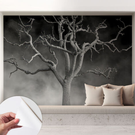 Fotomurale adesivo - murale da parete - Carta da parati autoadesiva - design parete moderno - Albero nebbioso 208x146 cm (1/5)