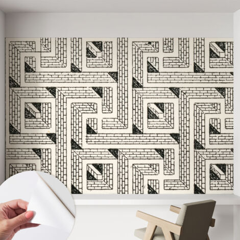 Carta da parati adesiva - lavabile - decorazione murale - per cucina - pellicola decorativa Labirinto di mattoni 152x104 cm