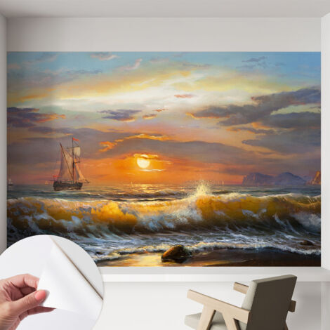 Carta da parati adesiva - fotomurale - facile da applicare - per la soggiorno - camera da letto - Panorama marino 152x104 cm (1/5)