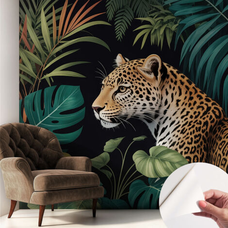 Fotomurale adesivo stickers - murali decorativo - soggiorno moderno - effetto realistico - Leopardo esotico 250x250 cm (1/5)