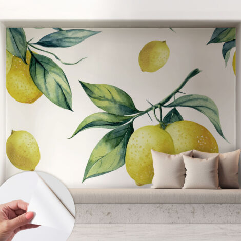 Carta da parati autoadesiva - fotomurale - decorazione parete - stile elegante - decorazione casa - Motivo al limone 208x146 cm (1/5)
