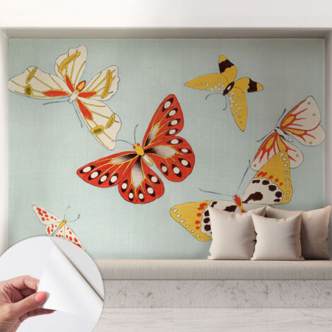 Fotomurale adesivo stickers - murali decorativo - soggiorno moderno - effetto realistico - Farfalle artistiche 208x146 cm (1/5)