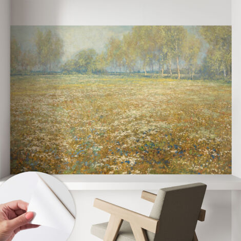 Fotomurale adesivo stickers - per camera da letto - per corridoio - decorazione casa moderna Campo in fiore 104x70 cm (1/5)