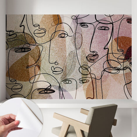 Carta da parati autoadesiva - fotomurale - decorazione parete - stile elegante - decorazione casa - Volti lineari 104x70 cm (1/5)