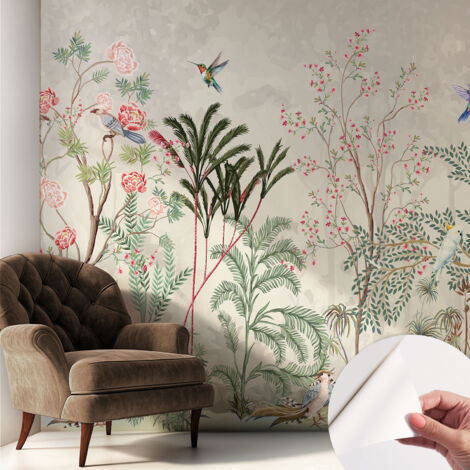 Carta da parati adesiva - lavabile - decorazione murale - per cucina - pellicola decorativa Oasi tropicale 250x250 cm (1/5)