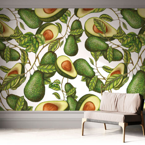 Carta da parati autoadesiva - fotomurale - alta qualità - per la cucina - camera da letto - Motivo avocado 312x219 cm (1/5)