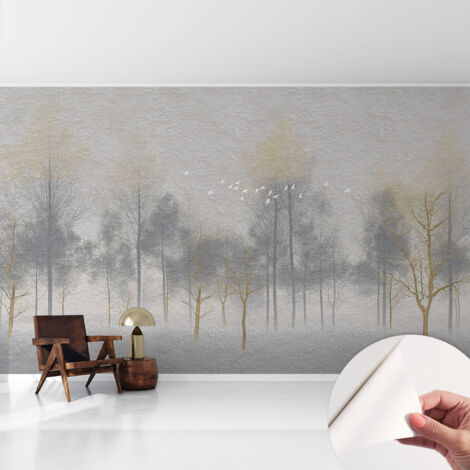 Fotomurale adesivo stickers - murali decorativo - soggiorno moderno - effetto realistico - Armonia boschiva 416x254 cm (1/5)