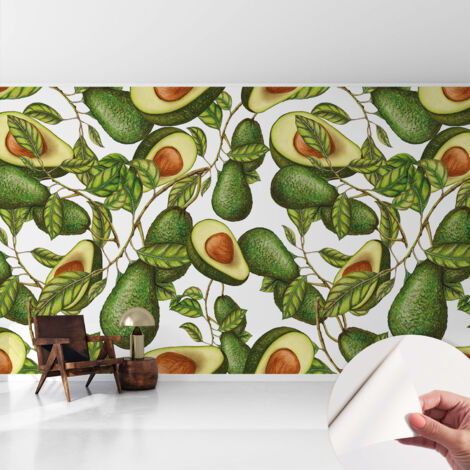 Carta da parati autoadesiva - impermeabile - murale da parete - decorazione murale - Motivo avocado 416x254 cm (1/5)