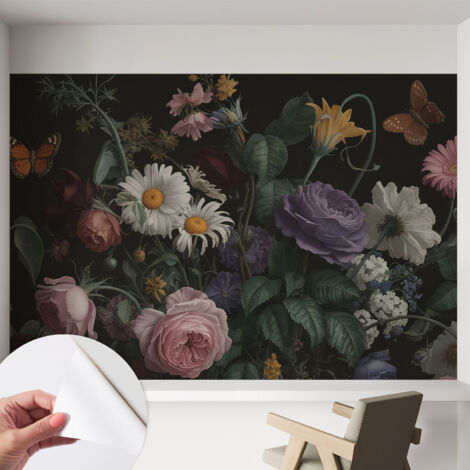 Fotomurale adesivo stickers - murali decorativo - soggiorno moderno - effetto realistico - Eleganza floreale 152x104 cm (1/5)