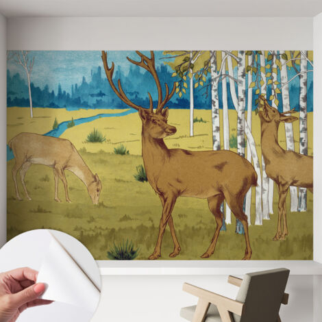 Fotomurale adesivo stickers - murali decorativo - soggiorno moderno - effetto realistico - Armonia boschiva 152x104 cm (1/5)