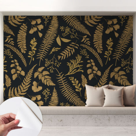 Carta da parati autoadesiva - fotomurale - decorazione parete - stile elegante - decorazione casa - Foglie botaniche 208x146 cm (1/5)