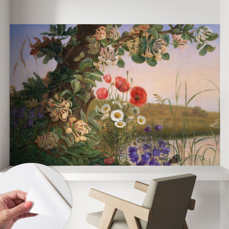 Carta da parati adesiva - lavabile - decorazione murale - per cucina - pellicola decorativa Idillio floreale 104x70 cm