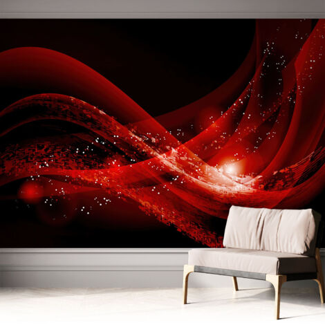 Carta da parati autoadesiva - fotomurale - decorazione parete - stile elegante - decorazione casa - Vortice rosso 312x219 cm (1/5)