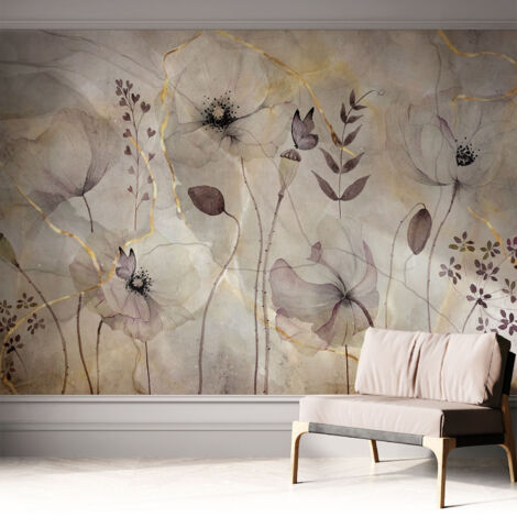 Fotomurale adesivo - parete decorativa - decorazione casa - stile moderno parete - Fiori delicati 312x219 cm (1/5)