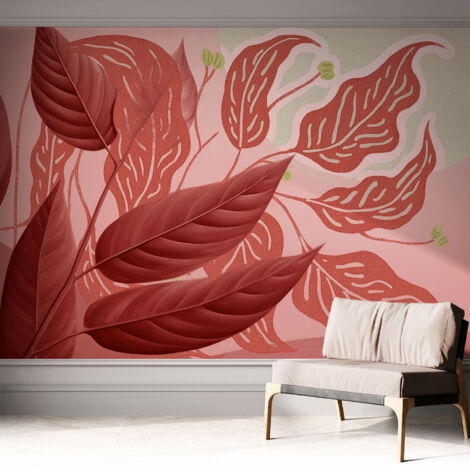 Fotomurale adesivo stickers - murali decorativo - soggiorno moderno - effetto realistico - Foglie organiche 312x219 cm (1/5)