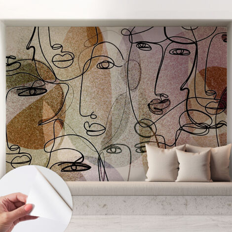 Carta da parati autoadesiva - impermeabile - murale da parete - decorazione murale - Volti lineari 208x146 cm (1/5)