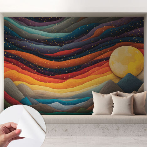 Fotomurale adesivo - murale da parete - Carta da parati autoadesiva - design parete moderno - Montagne colorate 208x146 cm (1/5)