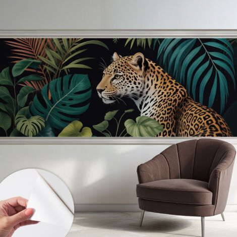 Fotomurale adesivo stickers - murali decorativo - soggiorno moderno - effetto realistico - Leopardo esotico 250x104 cm (1/5)