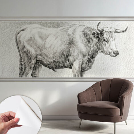 Carta da parati autoadesiva moderna - fotomurale - lavabile - ufficio - design moderno - Toro a matita 250x104 cm (1/5)