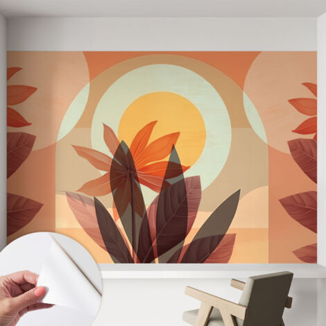 Carta da parati adesiva - lavabile - decorazione murale - per cucina - pellicola decorativa Astrazione floreale 152x104 cm (1/5)