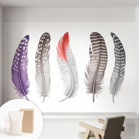 Carta Da Parati - Murale Alla Moda Decorazione - Camera Da Letto - Con Colla Gratuita Piume decorate 152x104 cm (1/5)
