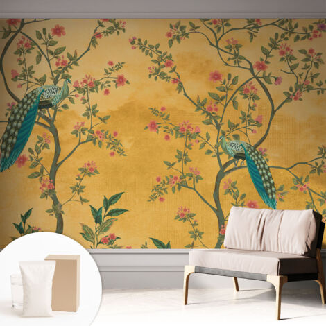 Carta Da Parati - Mural - Con Sala Da Pranzo - Camera Da Letto - Cameretta - Con Colla Gratuita alberi di pavone 312x219 cm (1/5)